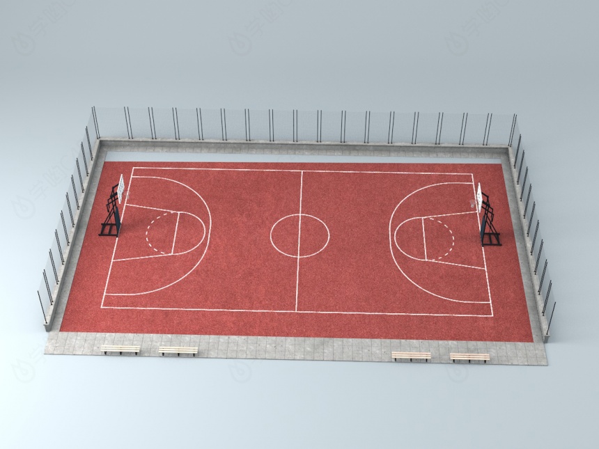 篮球场C4D模型