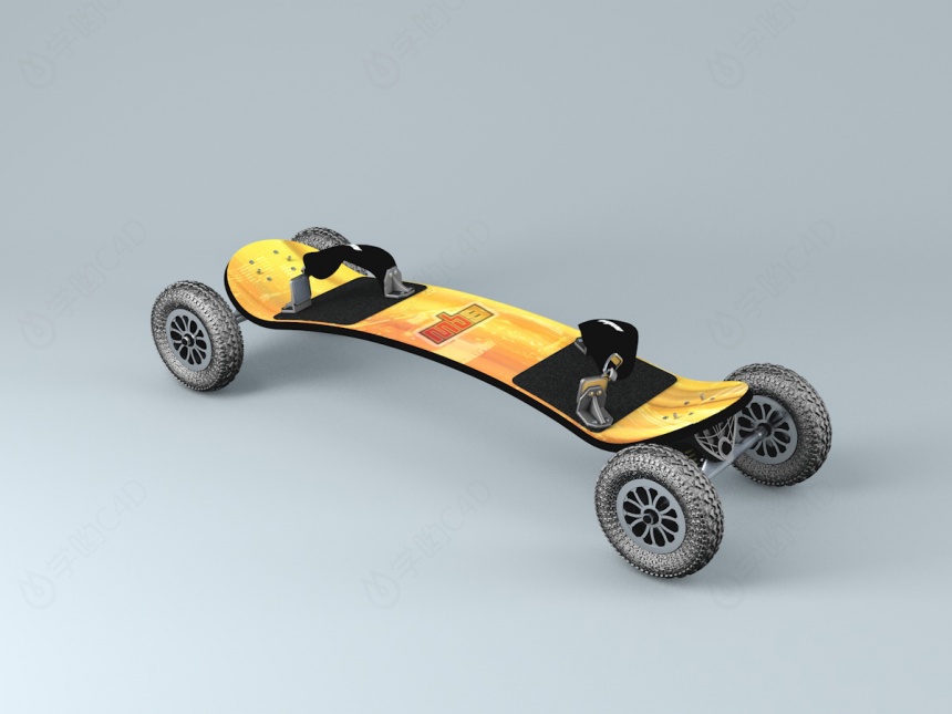 黄色滑板车C4D模型