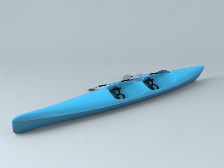 蓝色双人划艇C4D模型