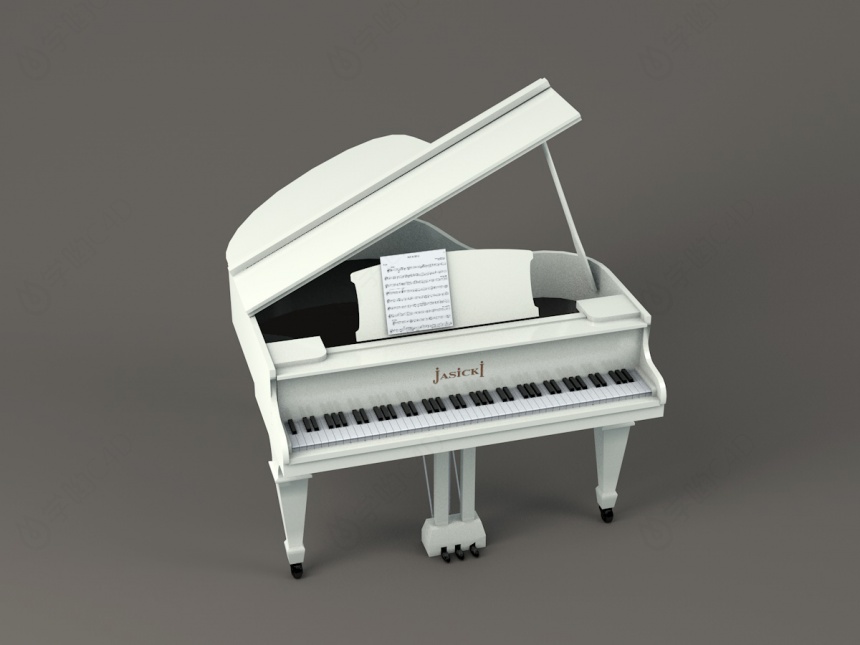 白色钢琴C4D模型