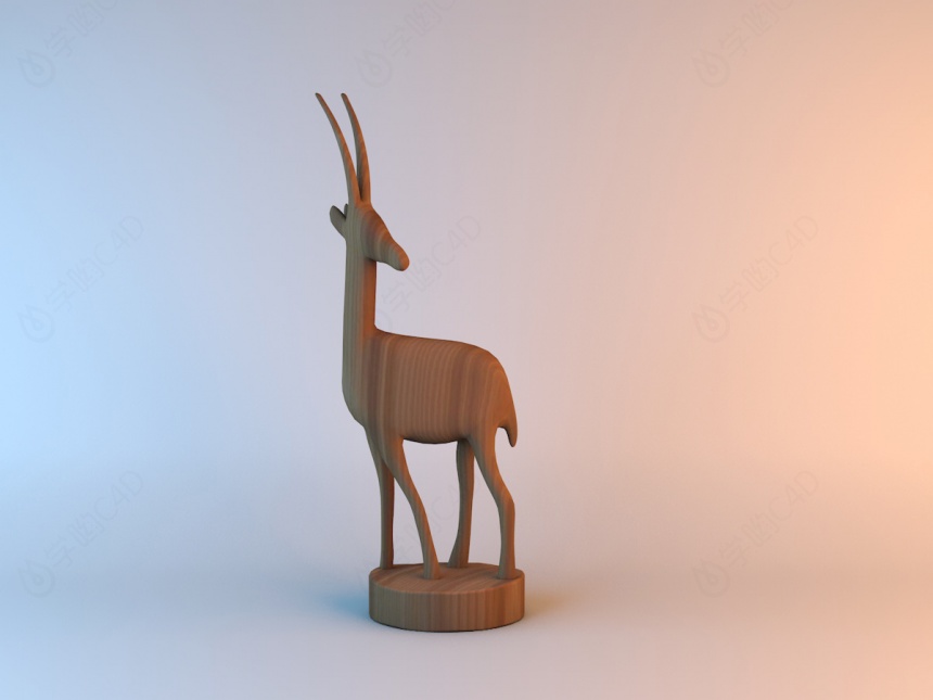 小鹿木质雕塑C4D模型