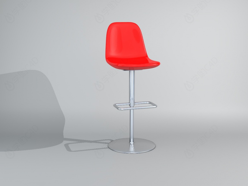红色小吧台椅C4D模型