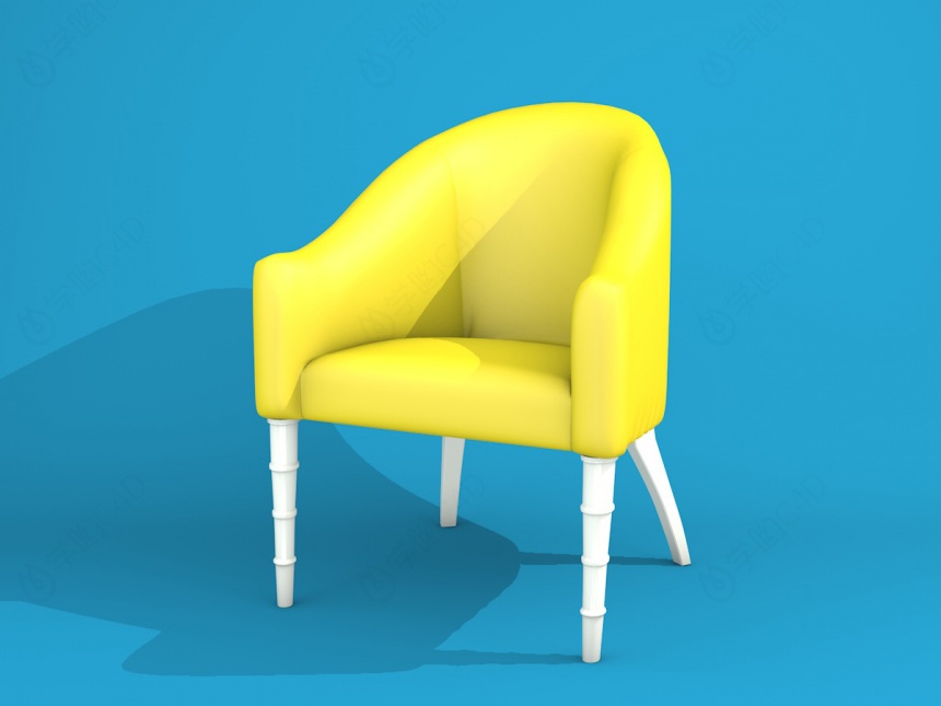 黄色休闲椅C4D模型