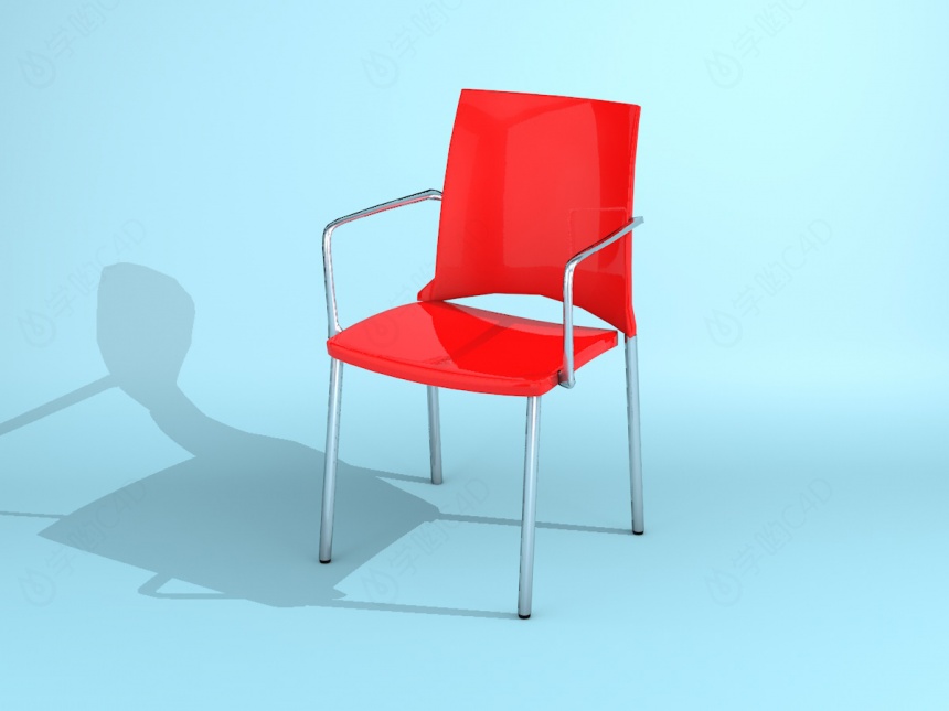现代红色椅子C4D模型