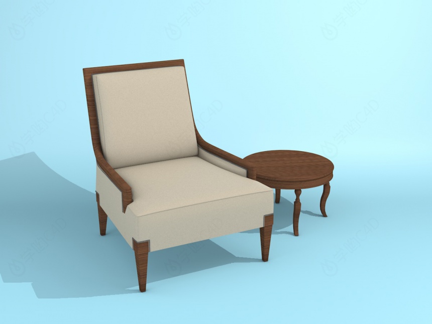 沙发椅和边几C4D模型