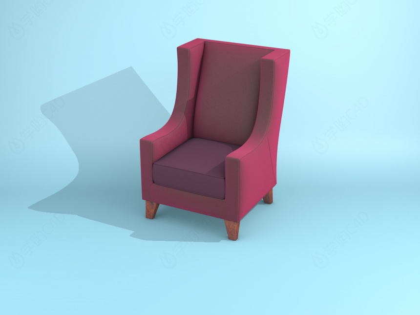 紫色高背沙发椅C4D模型