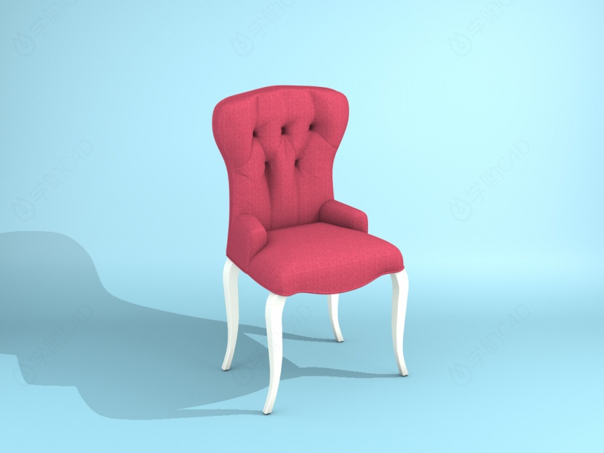 红色简欧餐椅C4D模型