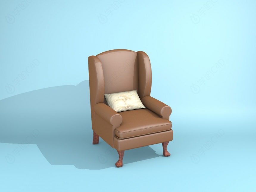 棕色布艺沙发椅C4D模型