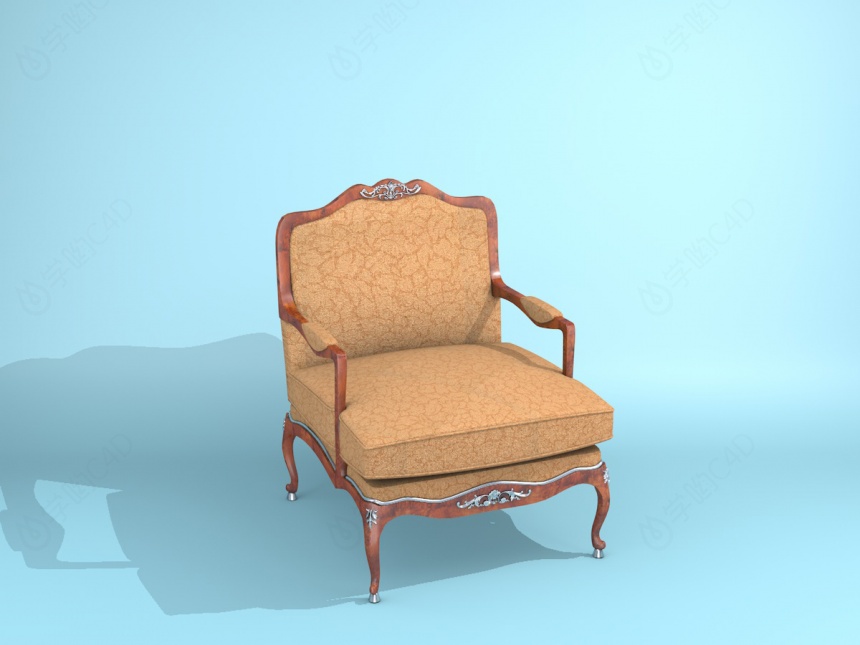欧式布艺沙发椅C4D模型