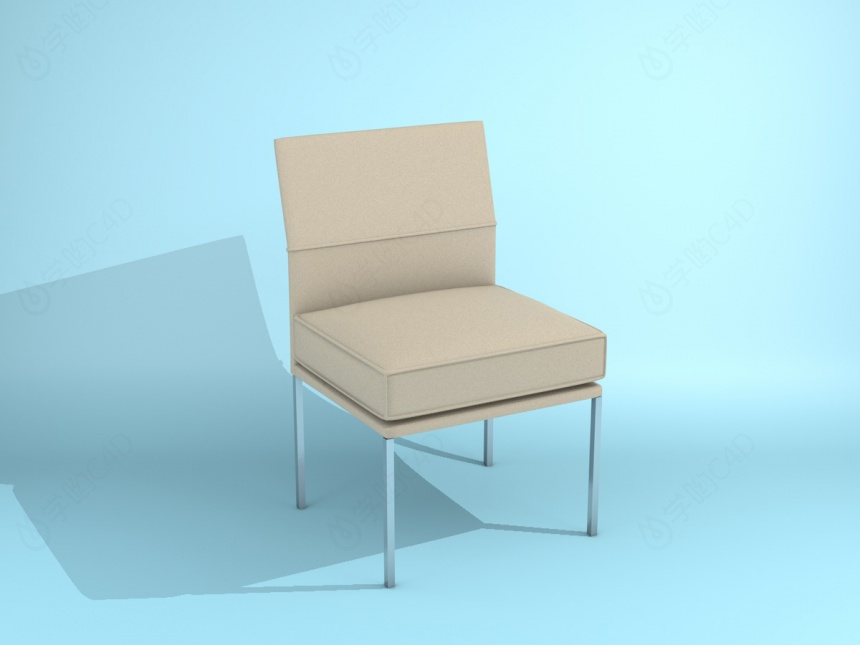 简易淡黄色四脚椅C4D模型