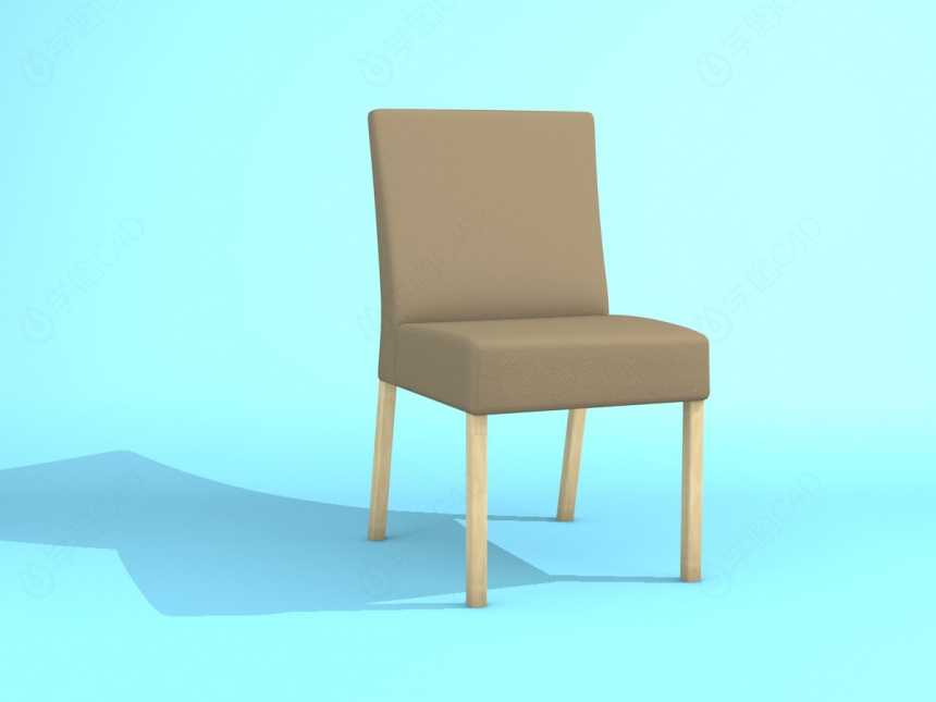 咖色普通无扶手餐椅C4D模型