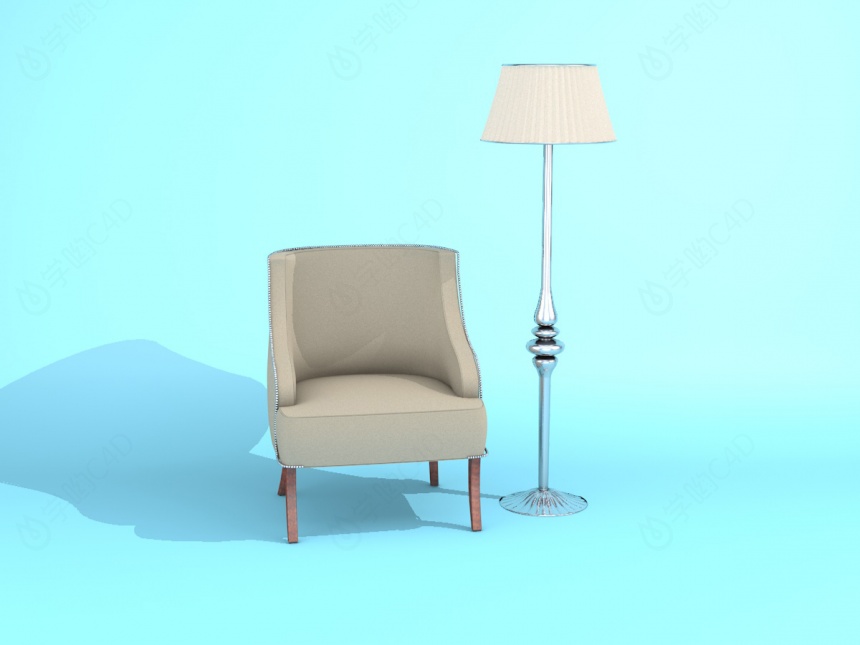 沙发椅和落地灯C4D模型