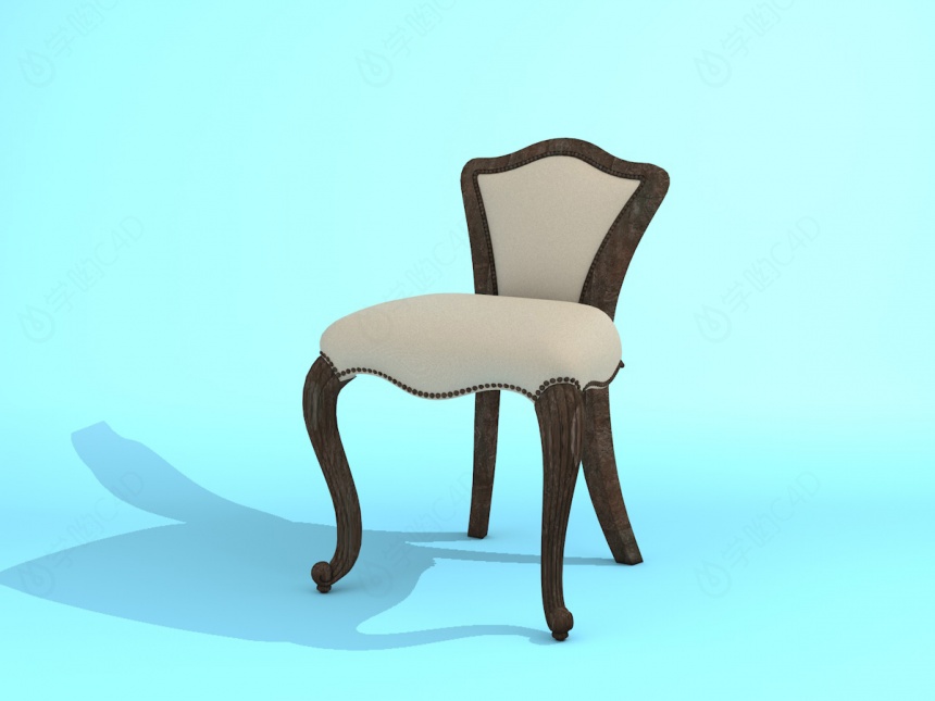 舒适的欧式印花休闲椅C4D模型