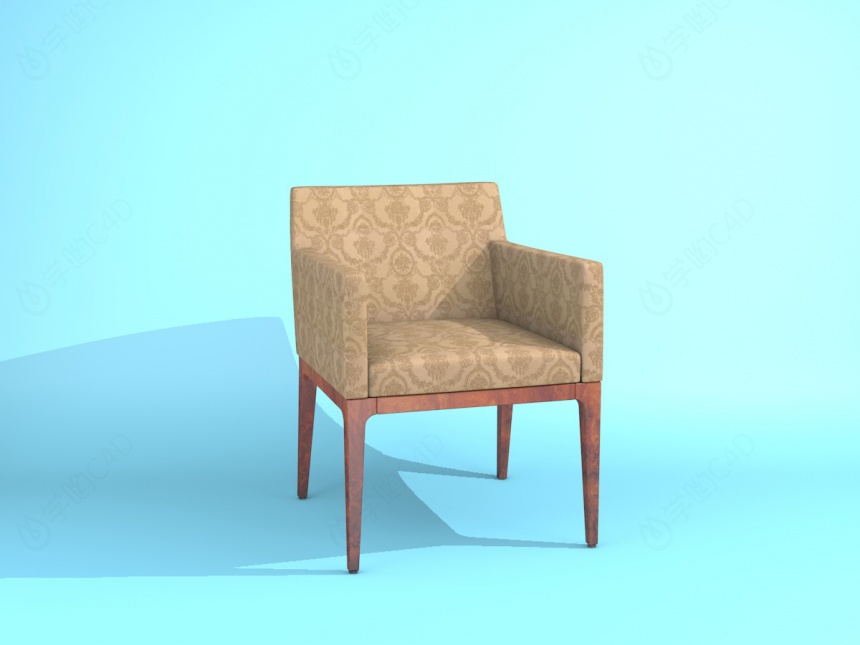 现代印花扶手椅C4D模型