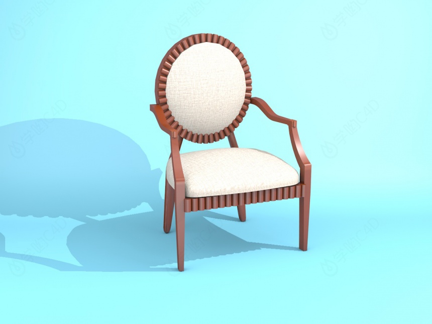 简欧紫色休闲椅C4D模型