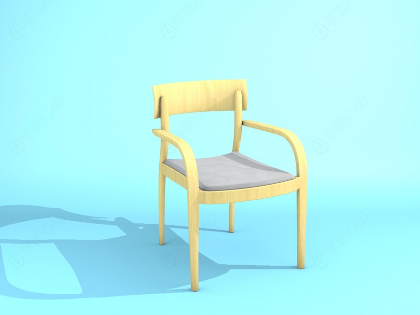 普通木质餐椅C4D模型