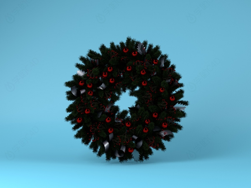 圣诞花环C4D模型