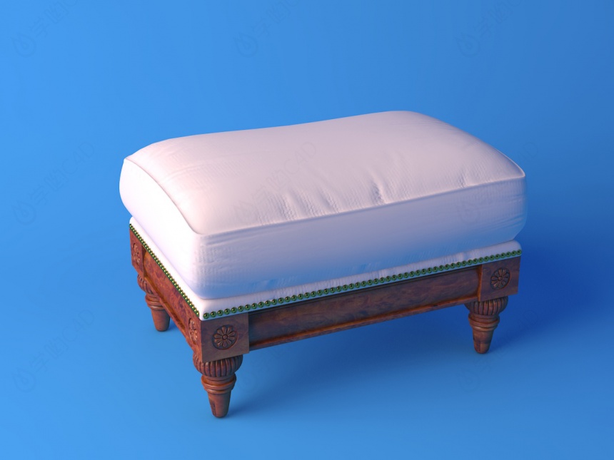 淡粉色沙发凳C4D模型