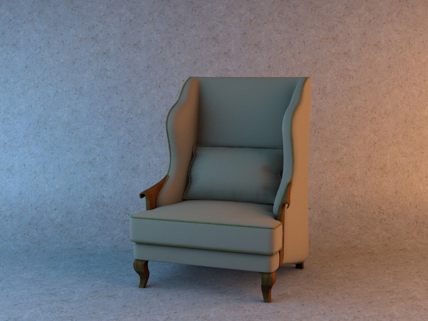 欧式布艺单人沙发C4D模型