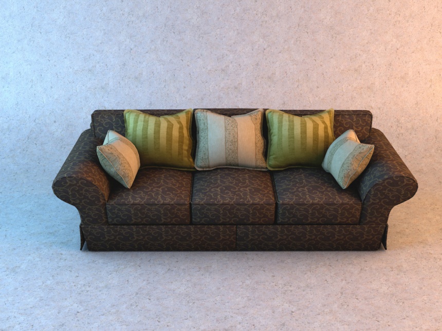 现代布艺三人沙发C4D模型