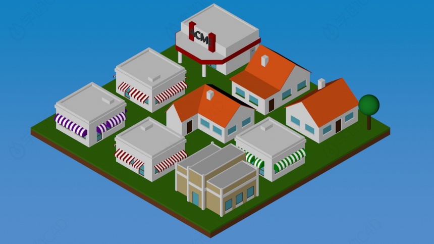 小房子广告创意C4D模型
