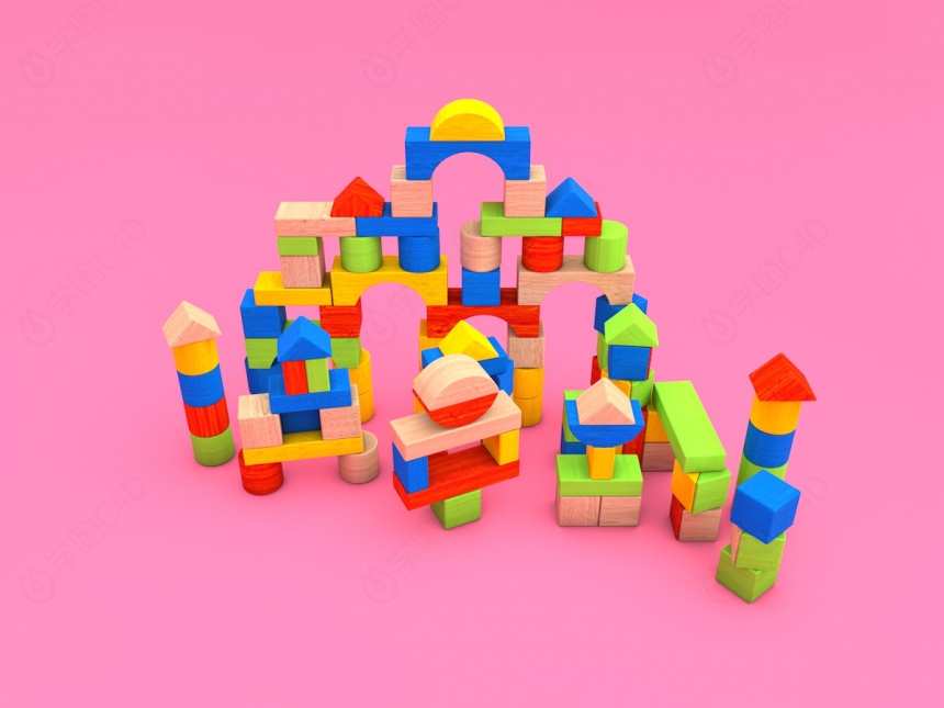 积木玩具C4D模型