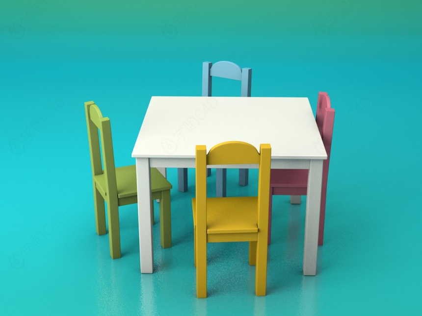 幼儿园桌椅C4D模型
