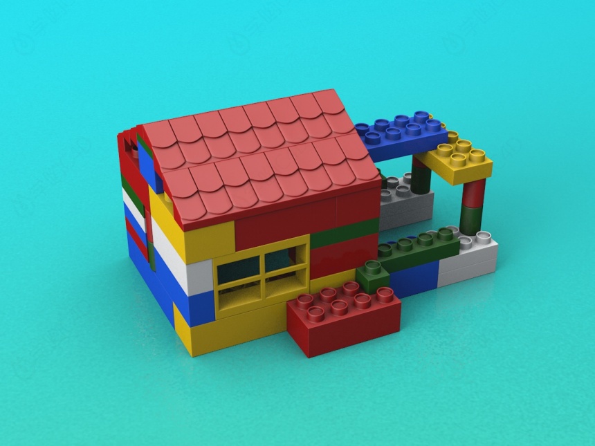 积木房子C4D模型