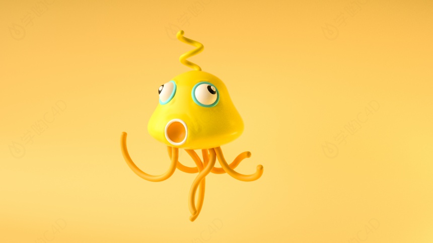 黄色小章鱼C4D模型