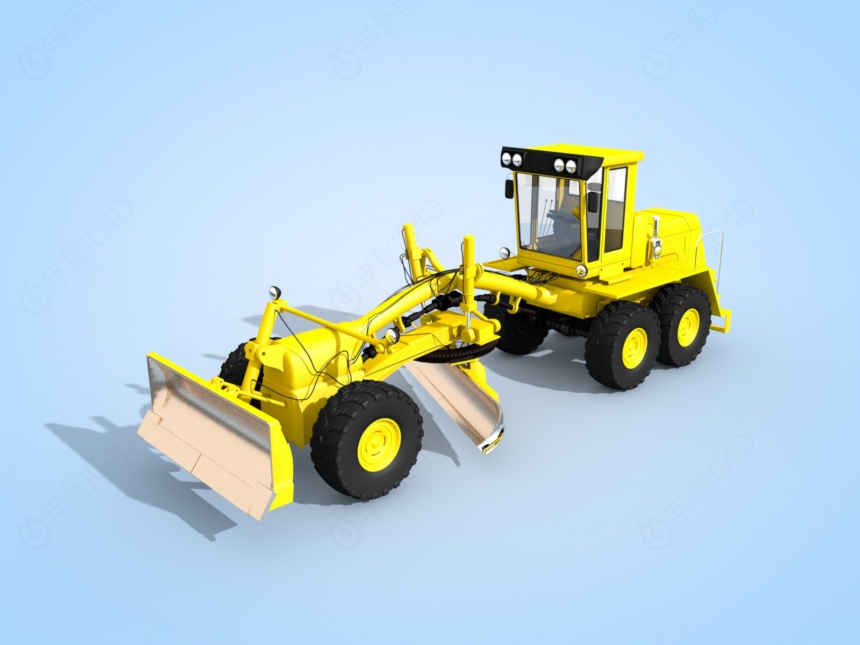 黄色挖掘机C4D模型