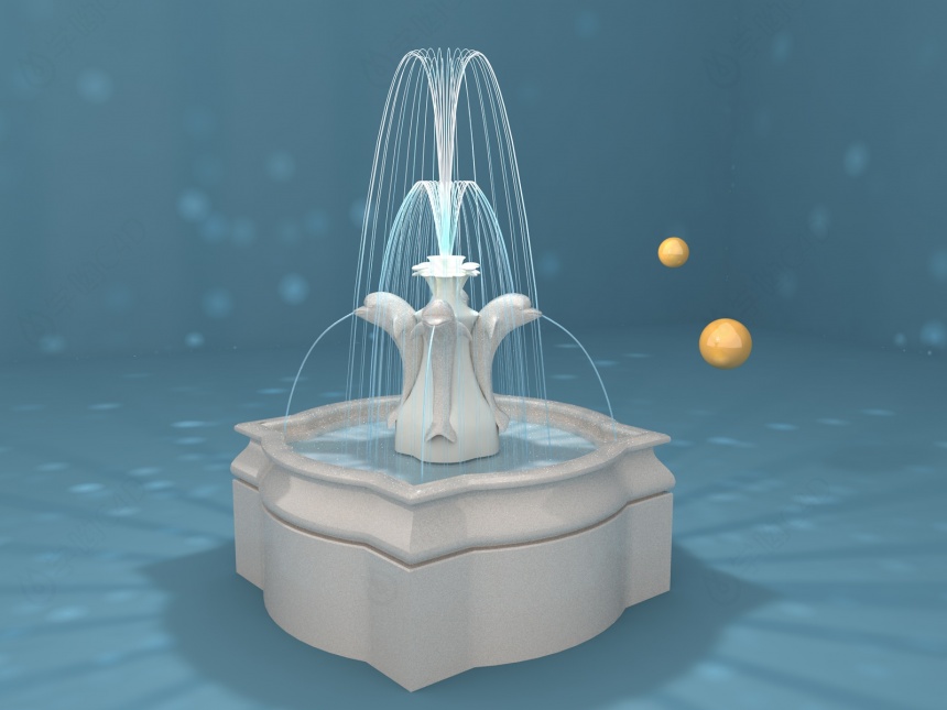 喷泉C4D模型