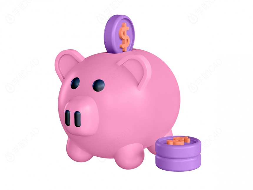财务图标小猪存钱罐C4D模型