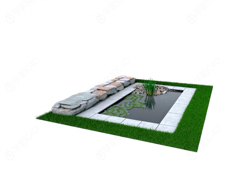 园林景观水池C4D模型