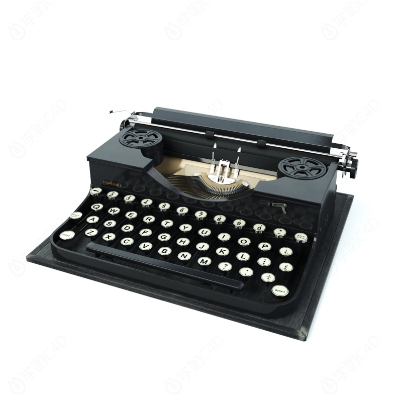 机械打字机C4D模型