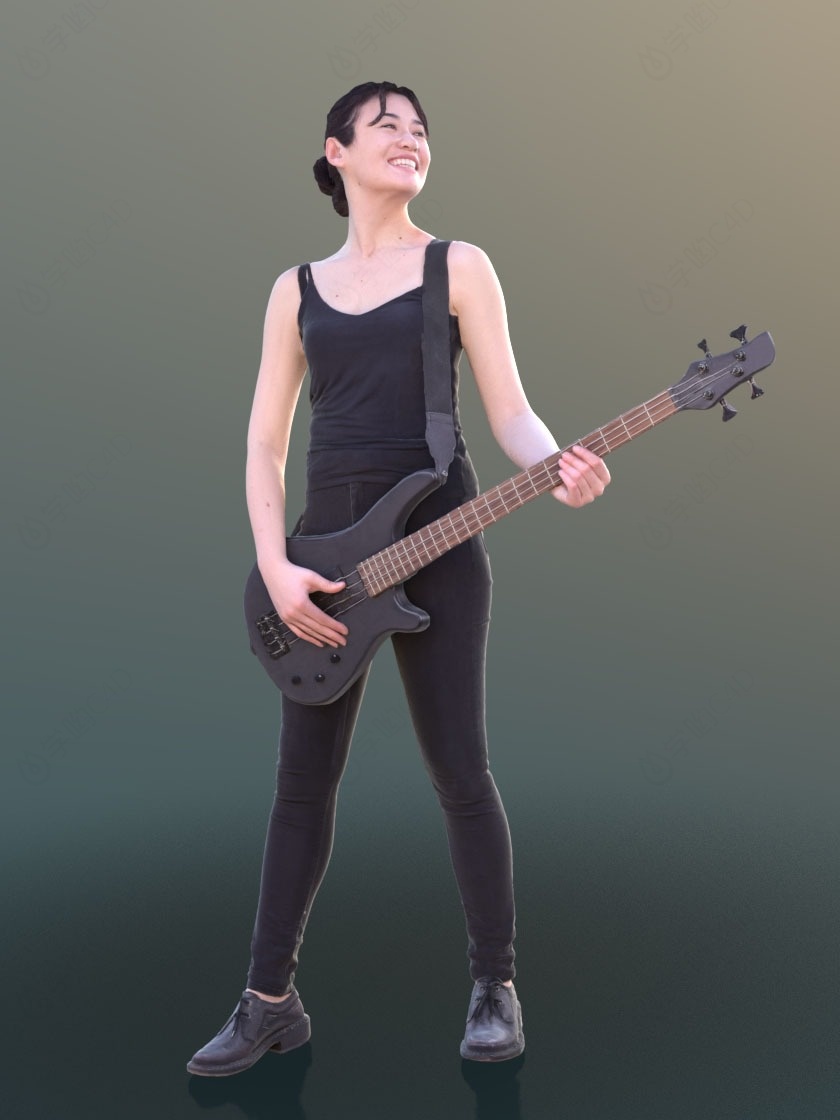 弹吉他的女人C4D模型