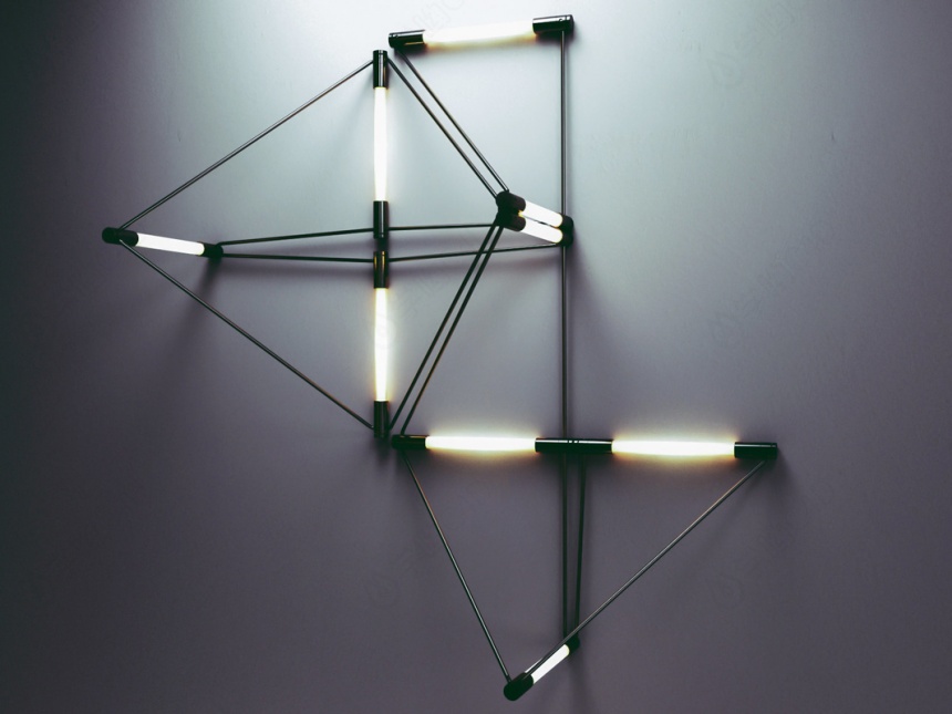 现代条形金属壁灯C4D模型