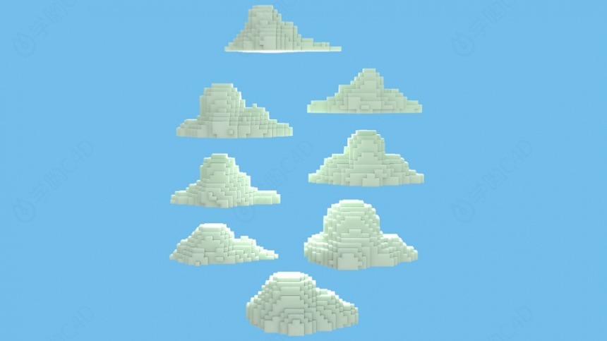现代卡通云朵C4D模型