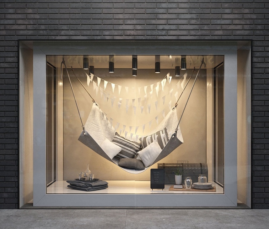 现代商场橱窗装饰C4D模型