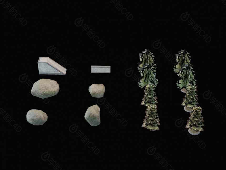 石头树植物C4D模型