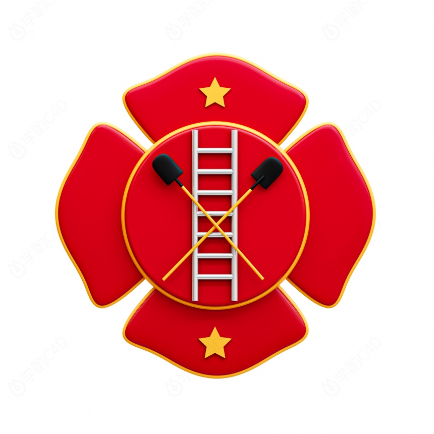 消防立体卡通图标C4D模型