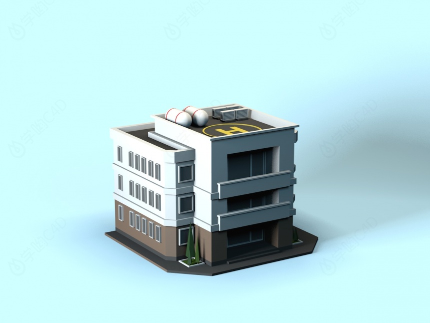 现代简约卡通房子C4D模型