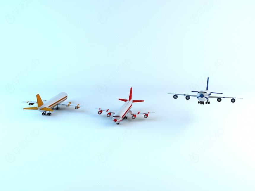 现代航空飞机C4D模型