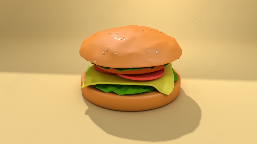 卡通汉堡食物C4D模型