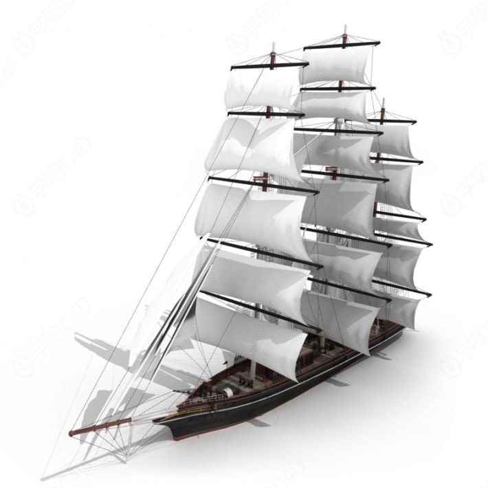 现代交通工具帆船C4D模型