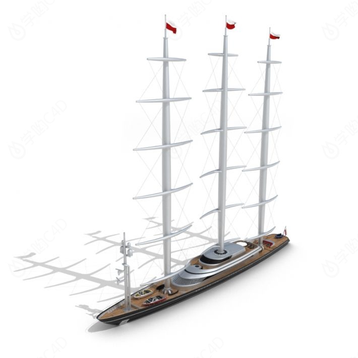 现代交通工具帆船C4D模型