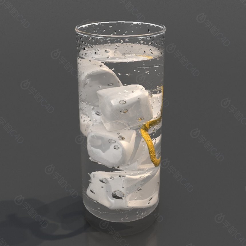 加冰的水杯C4D模型