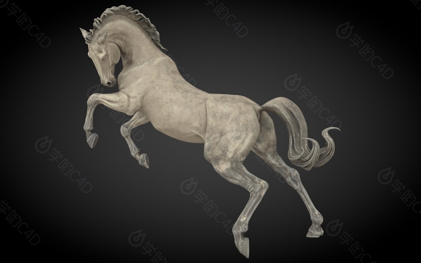 现代马匹战马雕塑C4D模型