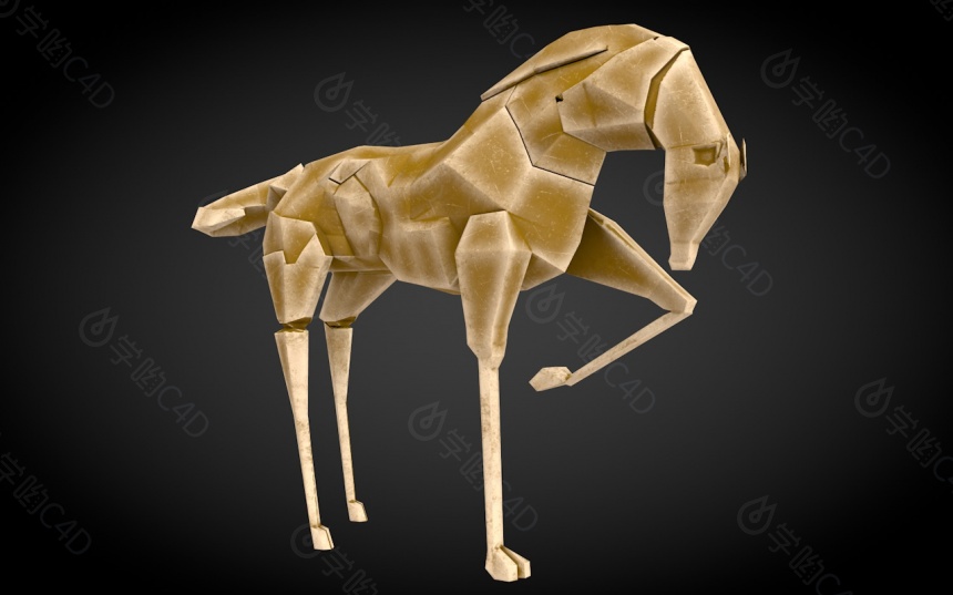 现代马匹雕塑雕像C4D模型