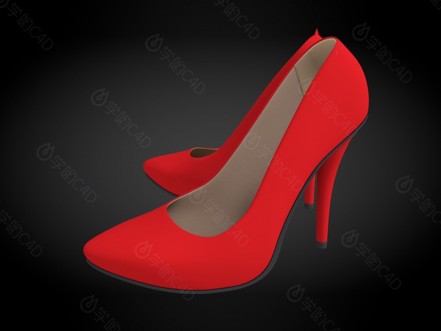 女士红色高跟鞋C4D模型