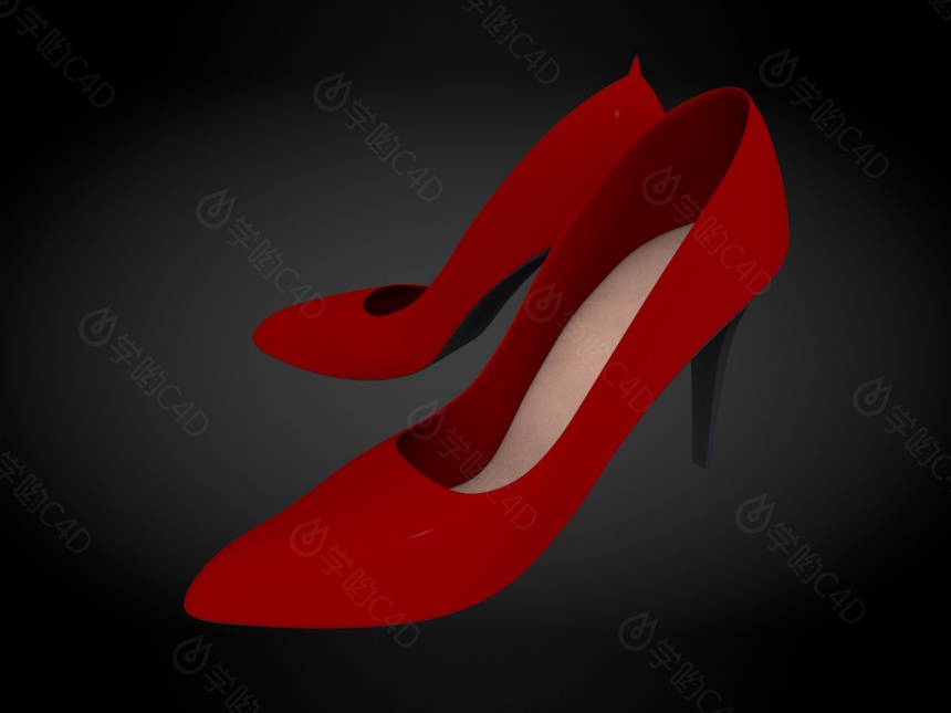 女士红色高跟鞋C4D模型